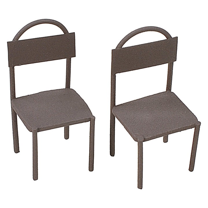 Mesa de metal con 2 sillas para estatuas de 8 cm.