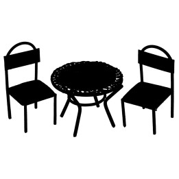 Metal table with 2 chairs for statues 8 cm