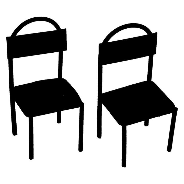 Metal table with 2 chairs for statues 8 cm