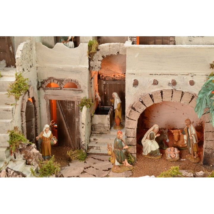 Pesebre árabe iluminado con fuente funcional completo de