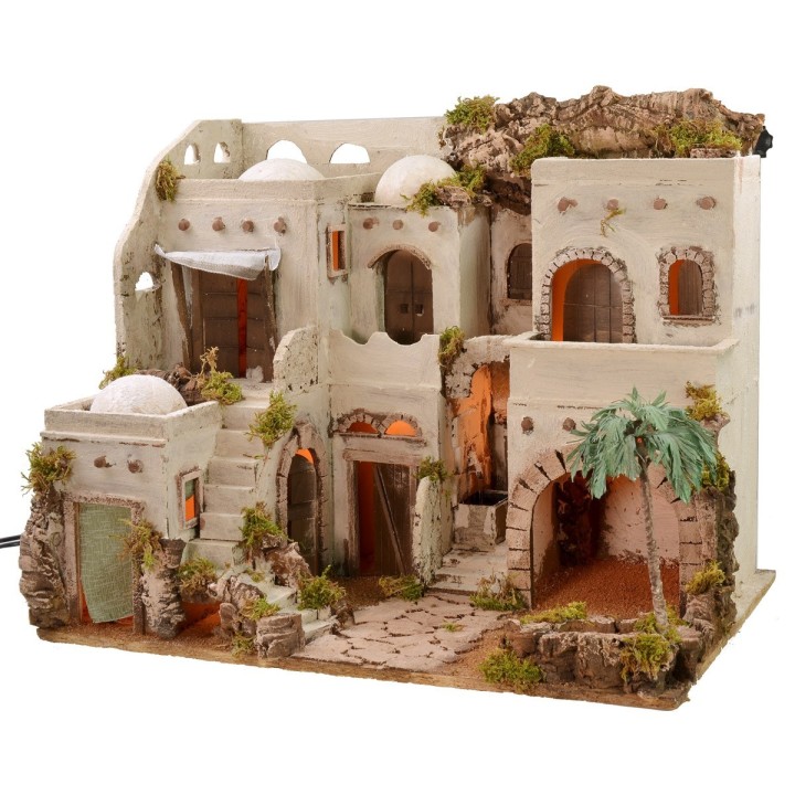Illuminated Arab village with oasis and fountain cm 62x43x51 h