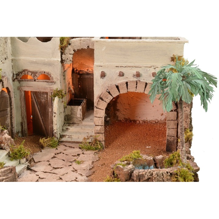 Villaggio arabo illuminato con oasi e fontana cm 62x43x51 h