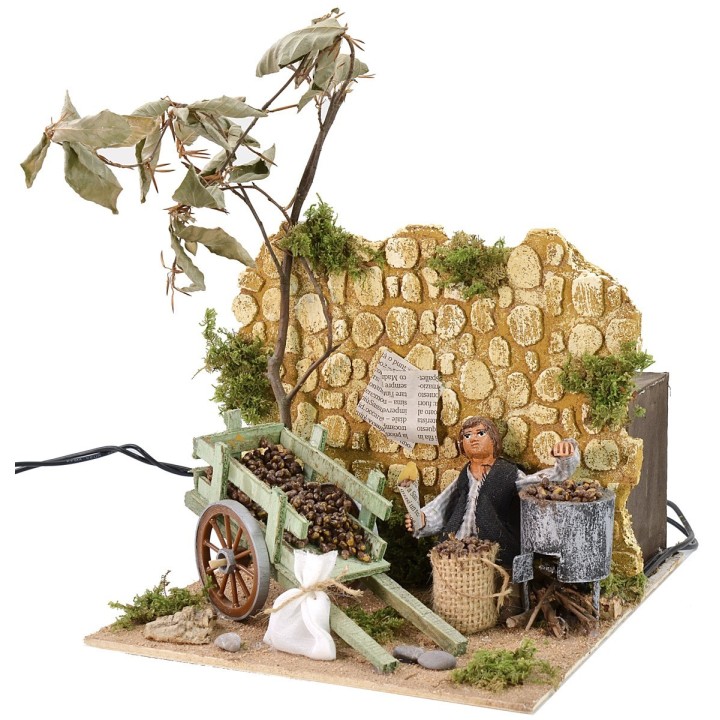 Chestnut maker in motion 10 cm with fire effect cm 18x20x24 h