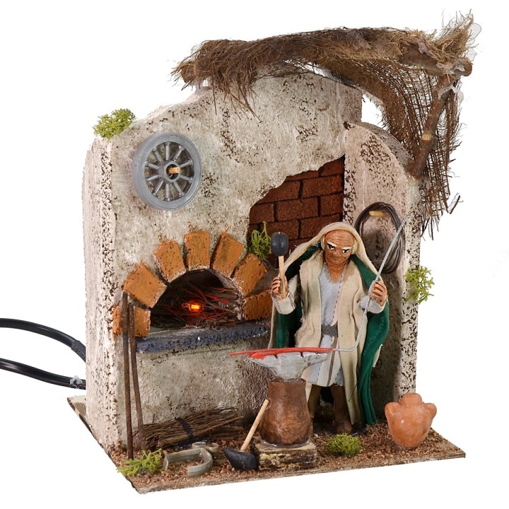 Moving oriental blacksmith 10cm with working kiln