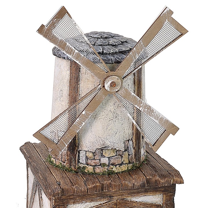 Mulino a vento con macina funzionante cm 15,5x15,5x36 h