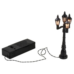 Lampione nero a batteria con 4 lanterne da strada cm 12