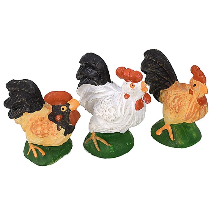Set 6 gallinacei in resina per statue da 8-10 cm