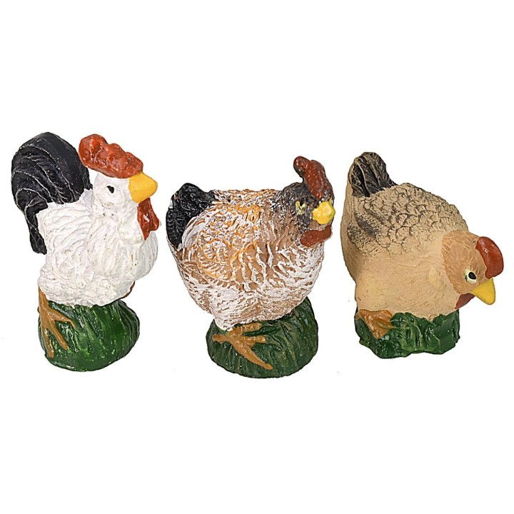 Set 6 gallinacei in resina per statue da 12 cm