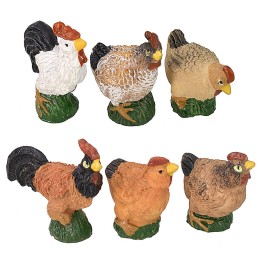 Set 6 gallinacei in resina per statue da 12 cm