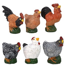 Set 6 gallinacei in resina per statue da 12 cm