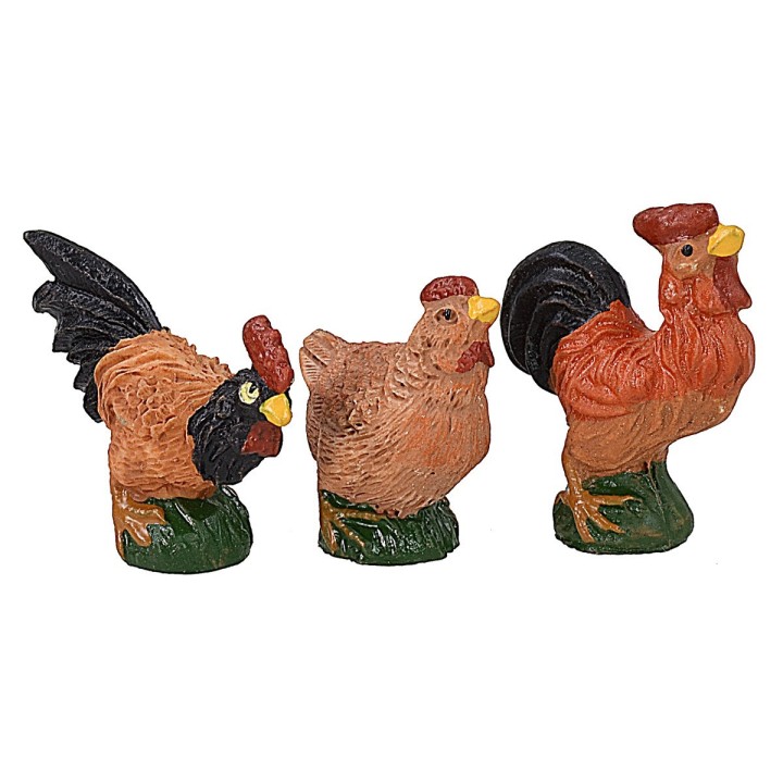 Juego de 6 aves de corral en resina para estatuas de 12 cm