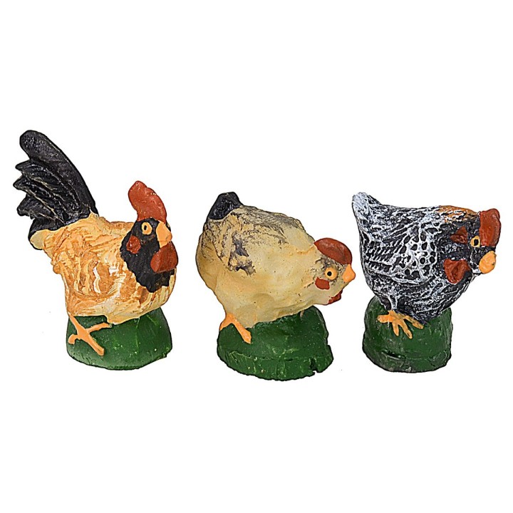 Juego de 6 aves de corral en resina para estatuas de 8 cm