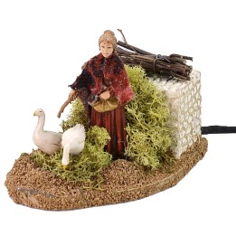 Peasant with geese double movement Landi Moranduzzo 10 cm