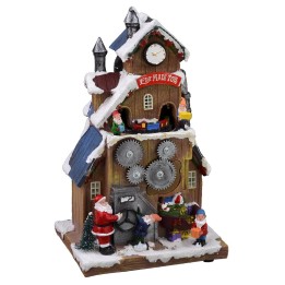 Casa de Papá Noel con engranajes que funcionan a pilas de