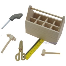 Set of 5 carpenter tools with toolbox
