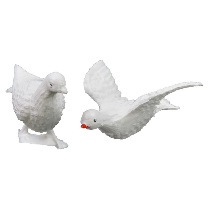 Juego de 2 palomas de plástico para belén