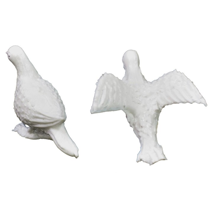 Set 2 colombe in plastica per presepe