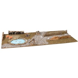 Base in legno per Presepe con laghetto cm 76x40