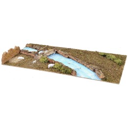 Base in legno per Presepe con fiume cm 76x40