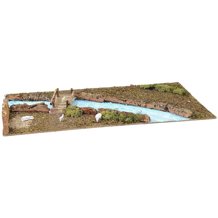 Base de madera para Belén con río de 76x40 cm.