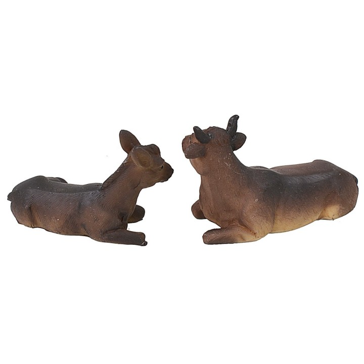 Set bue e asino in resina per Natività 8 cm