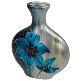 Vaso decorativo con fiori e ornamenti in rilievo cm 28x10x34 h
