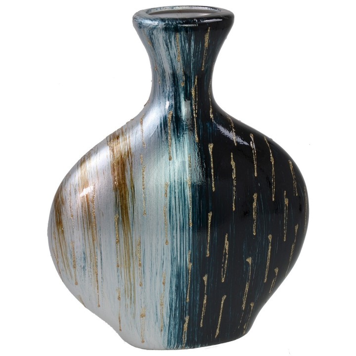 Decorative vase with flowers and embossed ornaments cm 28x10x34