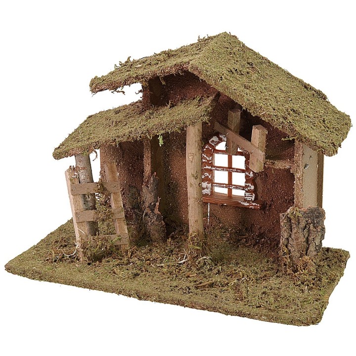 Cabaña con escalera y ventana cm 33x18x25 h