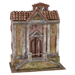 Chiesa con campane e doppia scalinata cm 34,5x20x22,5 h per