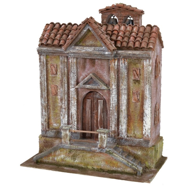 Iglesia con campanas y escalera doble de 34,5x20x22,5 cm de