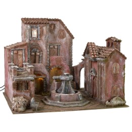 Plaza iluminada con fuente funcionando 60x50x45 para estatuas