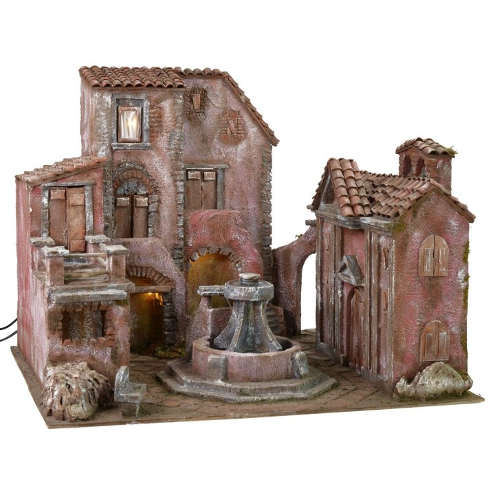 Piazza illuminata con fontana funzionante 60x50x45 per statue