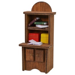 Wooden bookcase with writing desk and books cm 5,5x4x12,5 h
