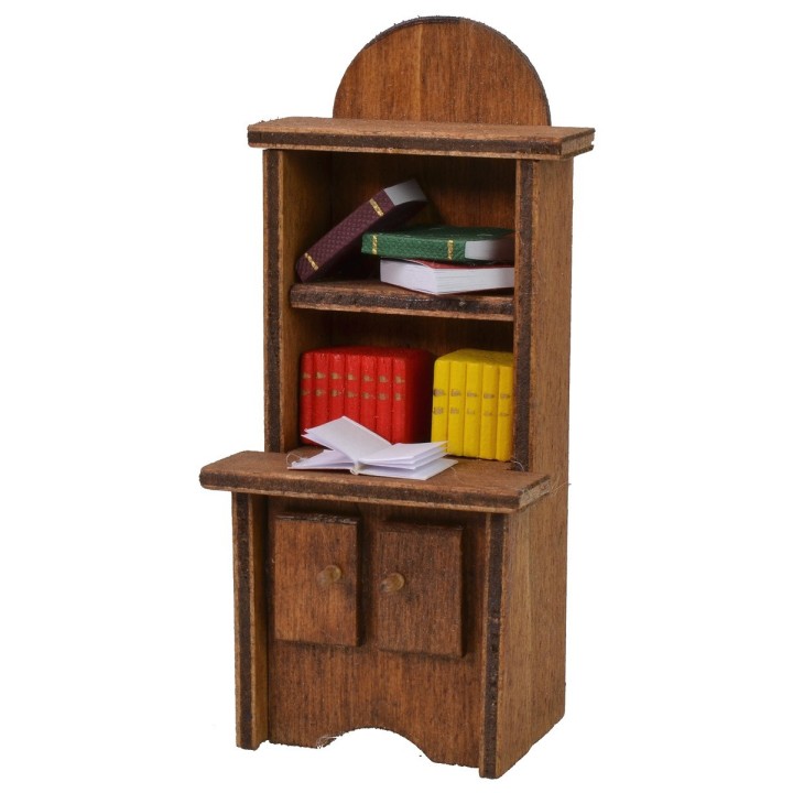 Libreria in legno con scrittoio e libri cm 5,5x4x12,5 h