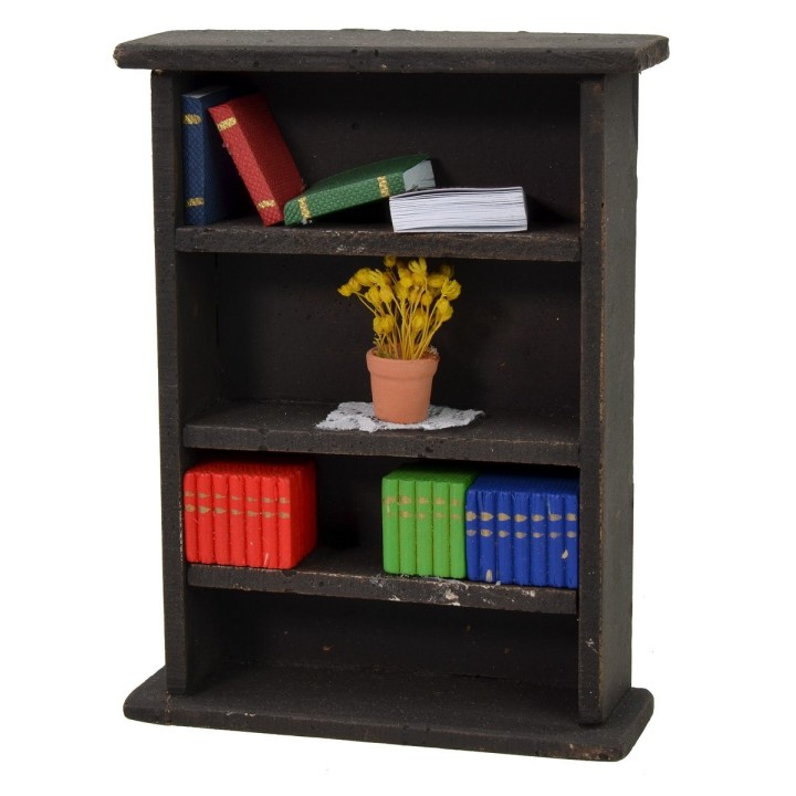 Aparador de resina con libros y flores de 9x3x12 cm h