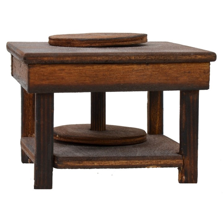 Mesa con torno para alfareros de 7x7x5 cm de altura para