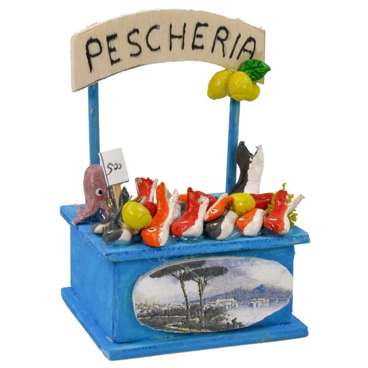 Banchetto pescivendolo con insegna cm 6x6x9 h