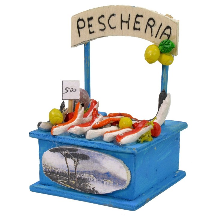 Banchetto pescivendolo con insegna cm 6x6x9 h