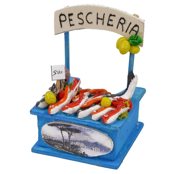 Banchetto pescivendolo con insegna cm 6x6x9 h