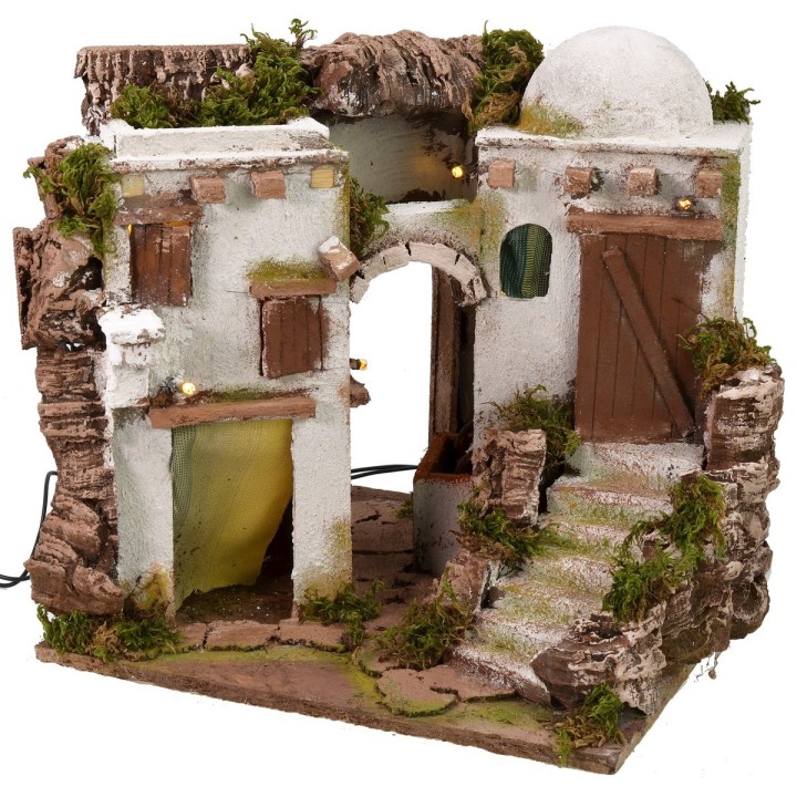Casa araba illuminata con fontana cm 30x30x29,5 h