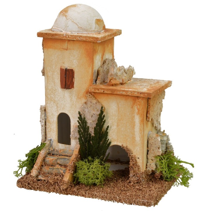 Pair of minarets with stairs and Arab arch cm 11x8x11.5 h for