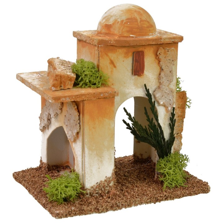 Pair of minarets with stairs and Arab arch cm 11x8x11.5 h for