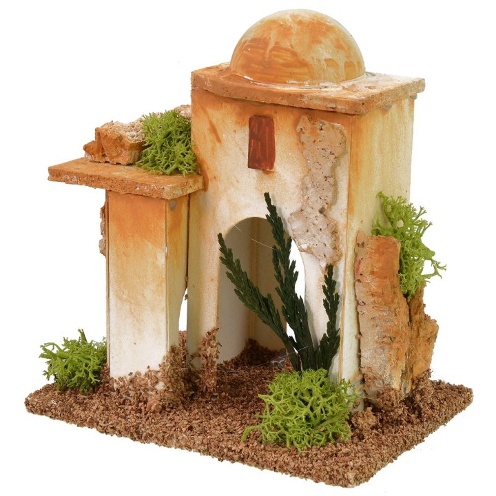 Pareja de minaretes con escaleras y arco árabe de 11x8x11,5 cm