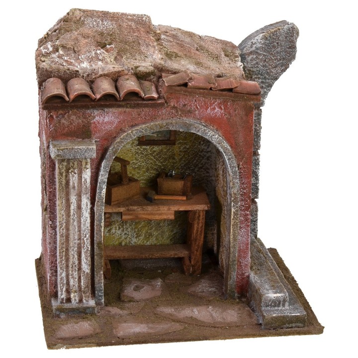 Ambientación taller del herrero para belén de 19,5x14,5x21 cm