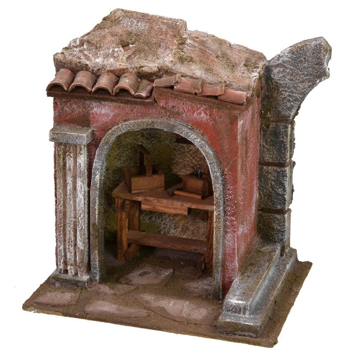 Ambientación taller del herrero para belén de 19,5x14,5x21 cm