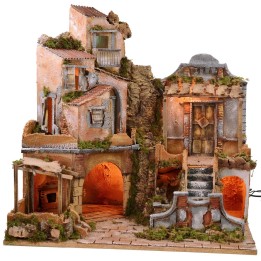 Pesebre iluminado con cascada funcional cm 60x45x61 h