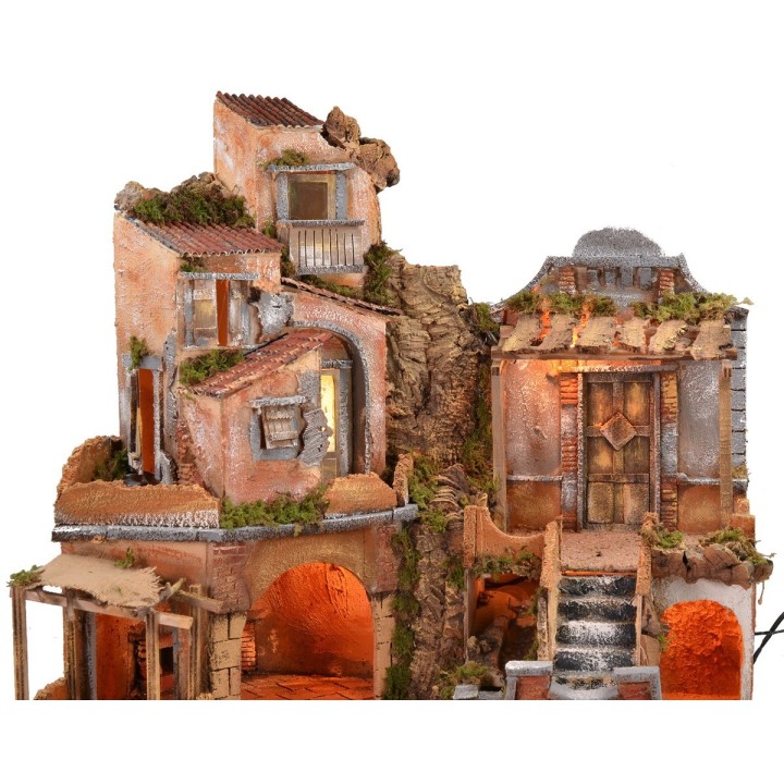 Presepe illuminato con cascata funzionante cm 60x45x61 h