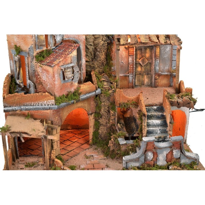 Presepe illuminato con cascata funzionante cm 60x45x61 h