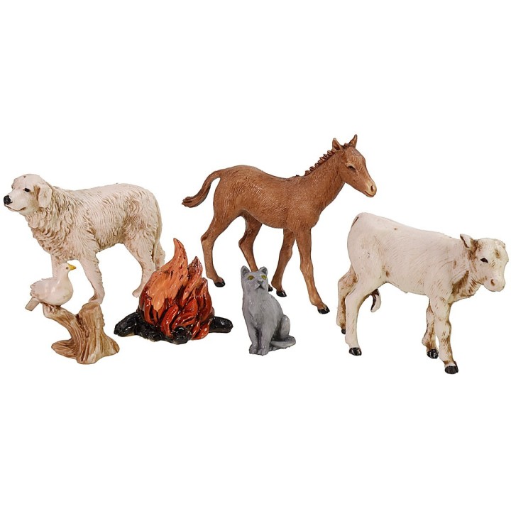 Set 5 animali e fiamma serie 10 cm Landi Moranduzzo
