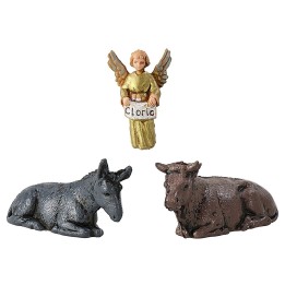 Juego buey, burro y ángel cm 3,5 Landi